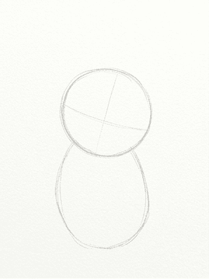 Light pencil layout showing the chest oval and the smaller head oval