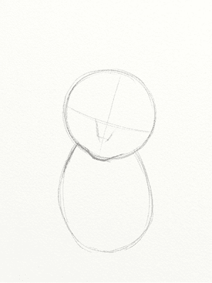 Pencil sketch with neck curves added and a small muzzle triangle on the head