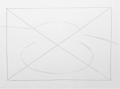 1st step of the how to draw a coffee cup tutorial: draw the overall envelope.
