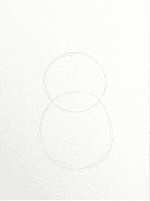 1st step of the how to draw a kitten tutorial: sketch body and head masses (pencil).