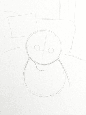 2nd step of the how to draw a kitten tutorial: add neck and muzzle.