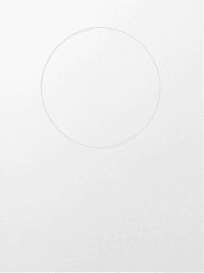 Faint pencil egg shape with a short jaw line marking the chin point for the self portrait construction