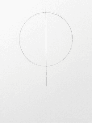 Soft side plane lines drawn from temple to jaw on each side of the egg shape