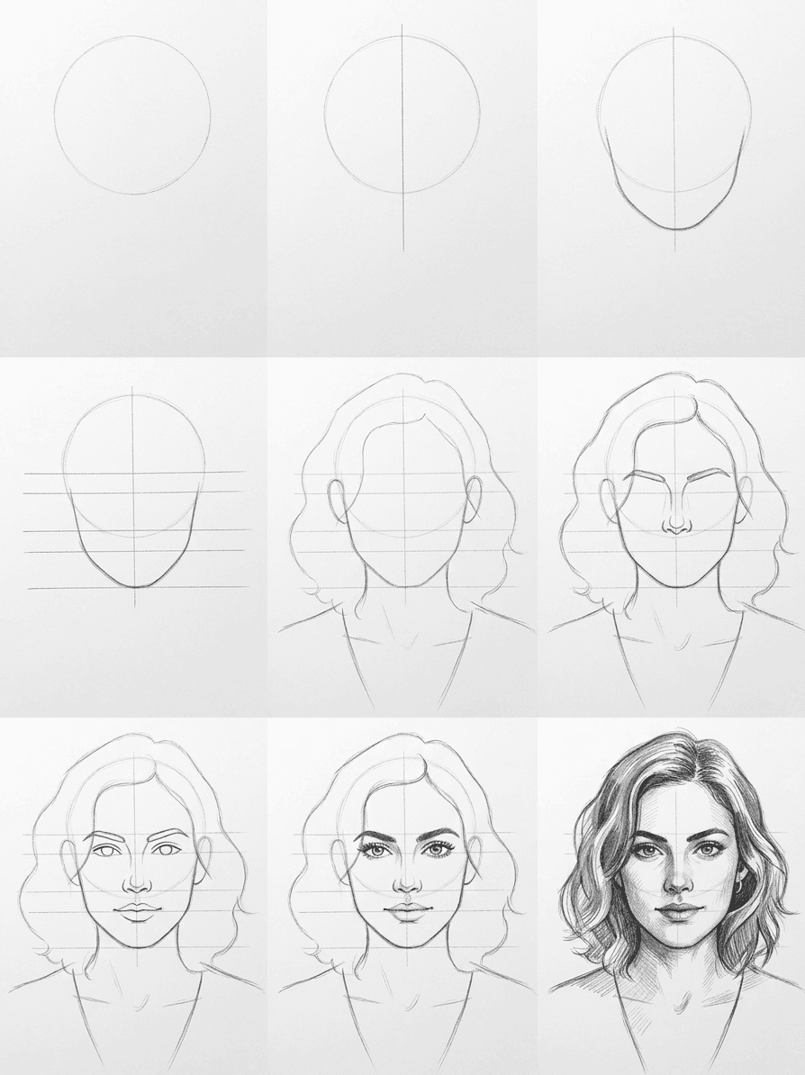 Pencil sketch tutorial of a self portrait reference