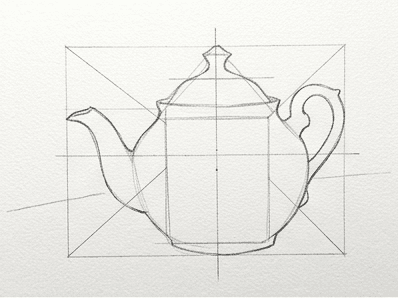 Vertical axis and horizontal rim line added to the teapot block in