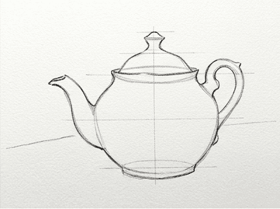 Refined teapot proportions with paired ellipses for the lid rim and base