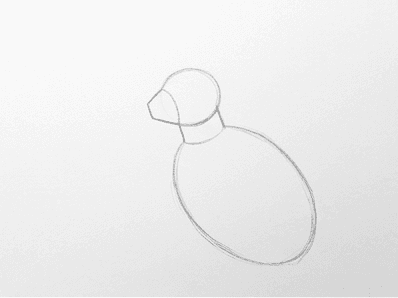 Pencil construction adding the neck curve and angled muzzle wedge to the rabbit