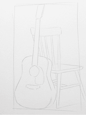Light rectangular envelope blocking out the full guitar shape