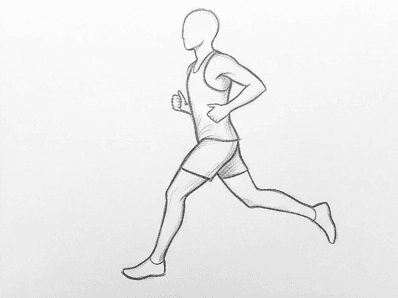 Sixth step of the how to draw a runner tutorial: body curves smoothed into one outline